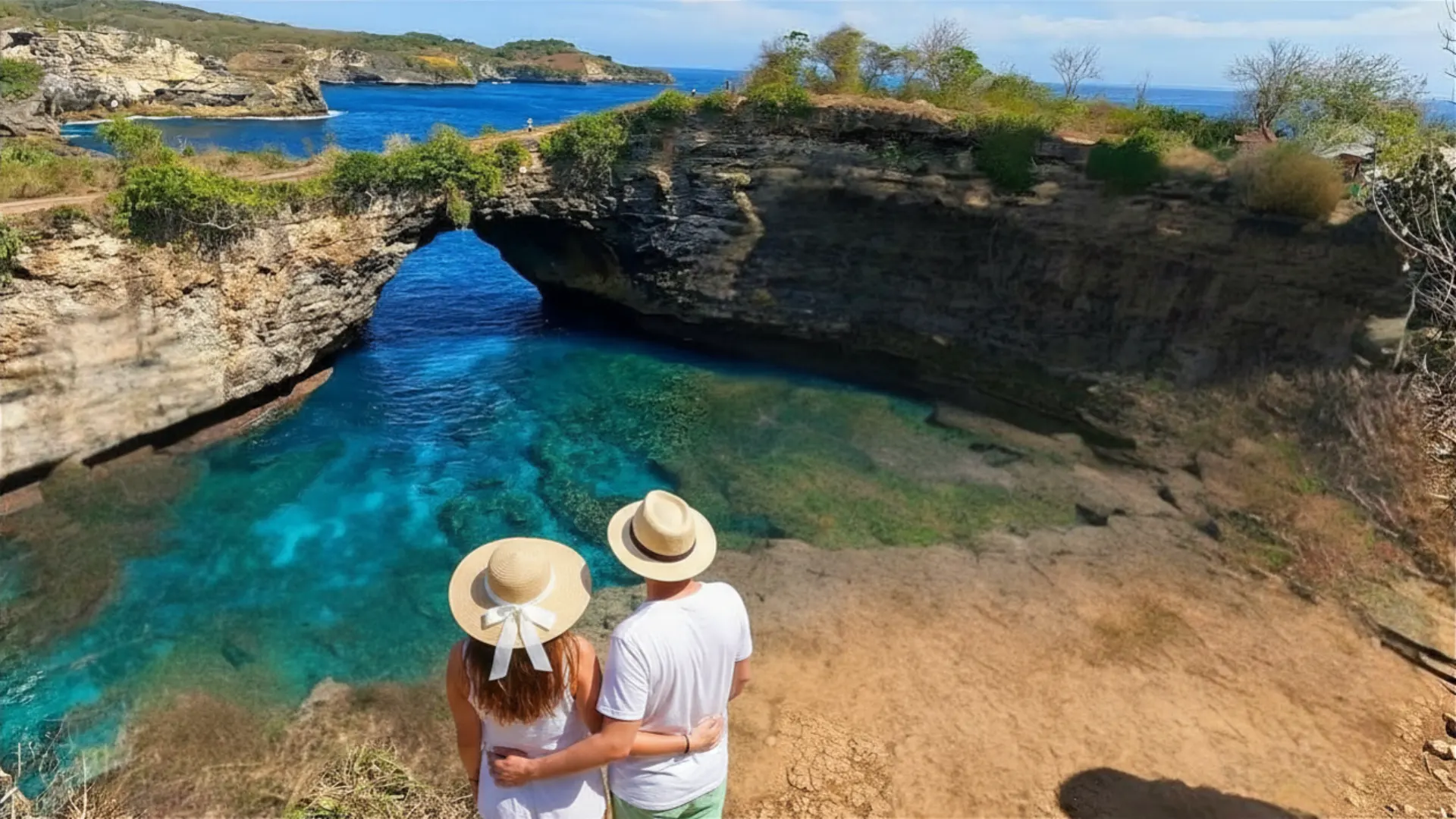 Natural bridge rock arch at Broken Beach Nusa Penida on West Nusa Penida Tour
